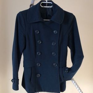 Navy blue wool blend pea coat